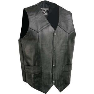 Black Motorcycle Leather Vest for Men - Riding Club Adult Motorcycle Vests